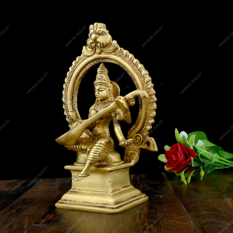 Brass Goddess Saraswati Idol Arch