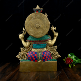 Brass Ganesha Charbhuja Idol Stonework