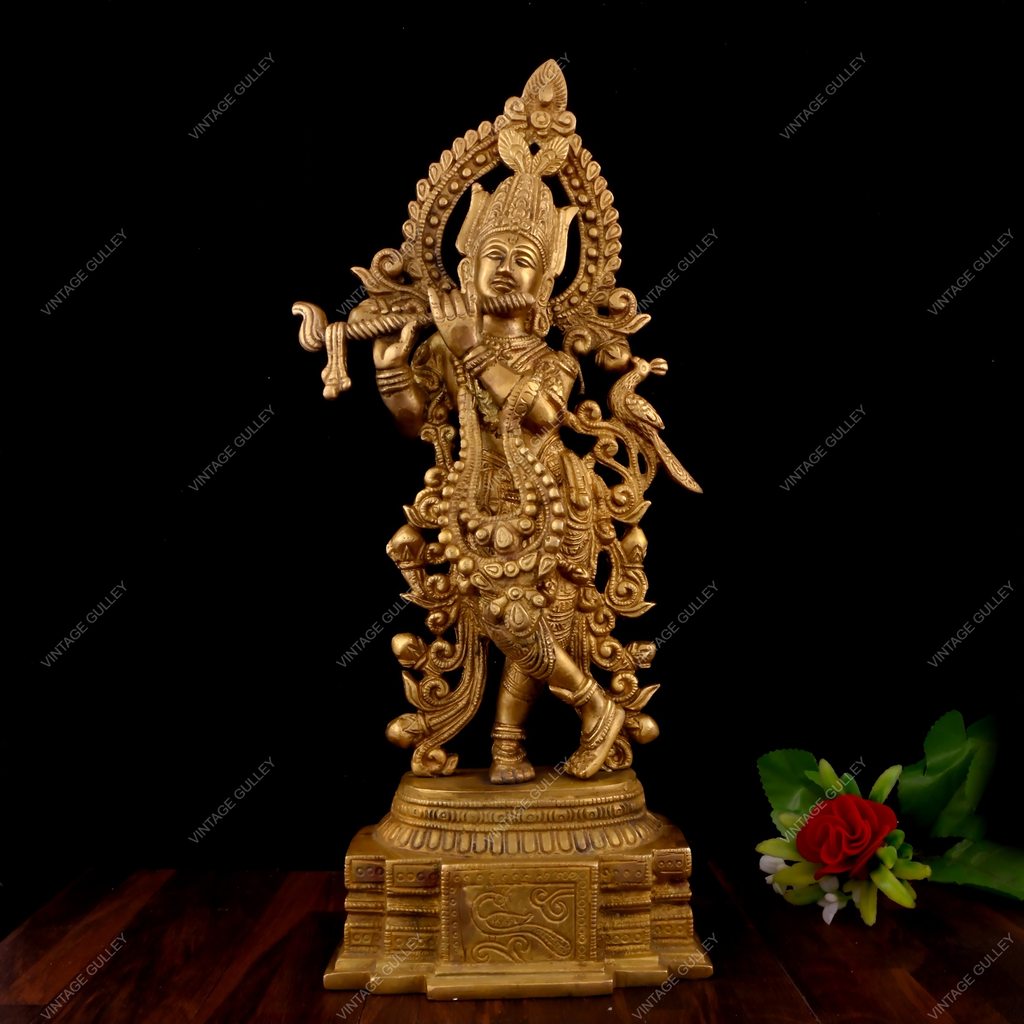 Buy Idol Collections Golden Brass Lord Krishna Dance Of Victory