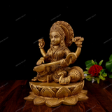 Brass Saraswati Sitting on a Lotus Flower