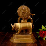Brass Krishna with Cow