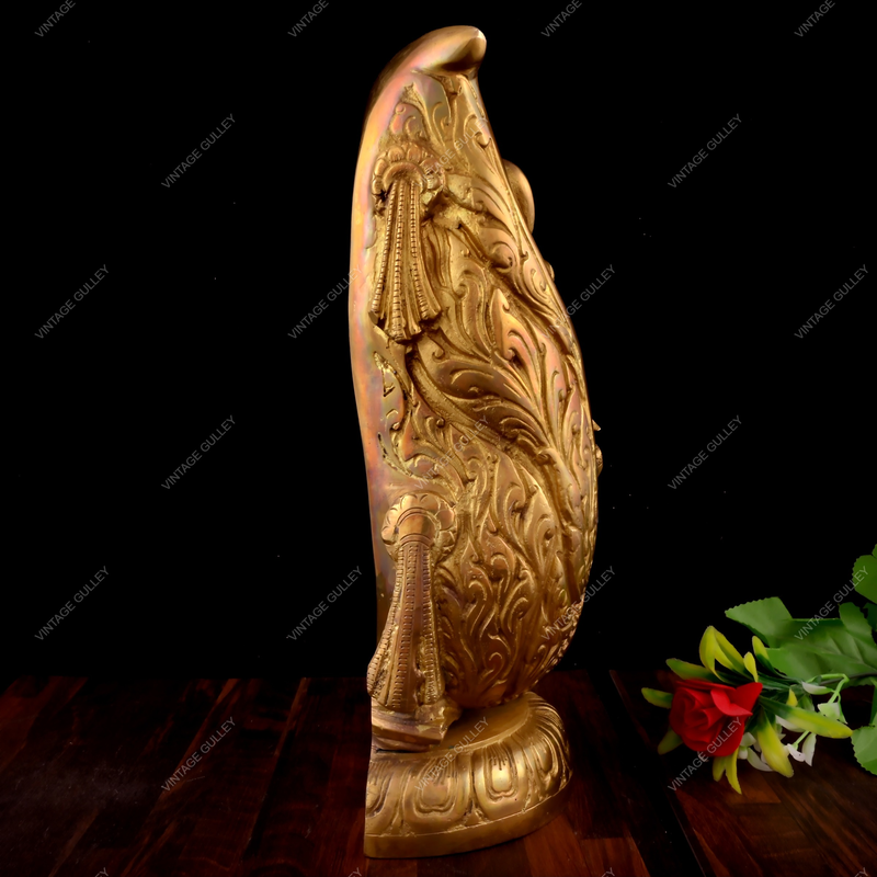 Brass Dancing Ganesha in Conch Shell