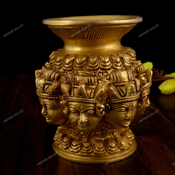 Brass Ashth Laxmi Kalash Home Decor