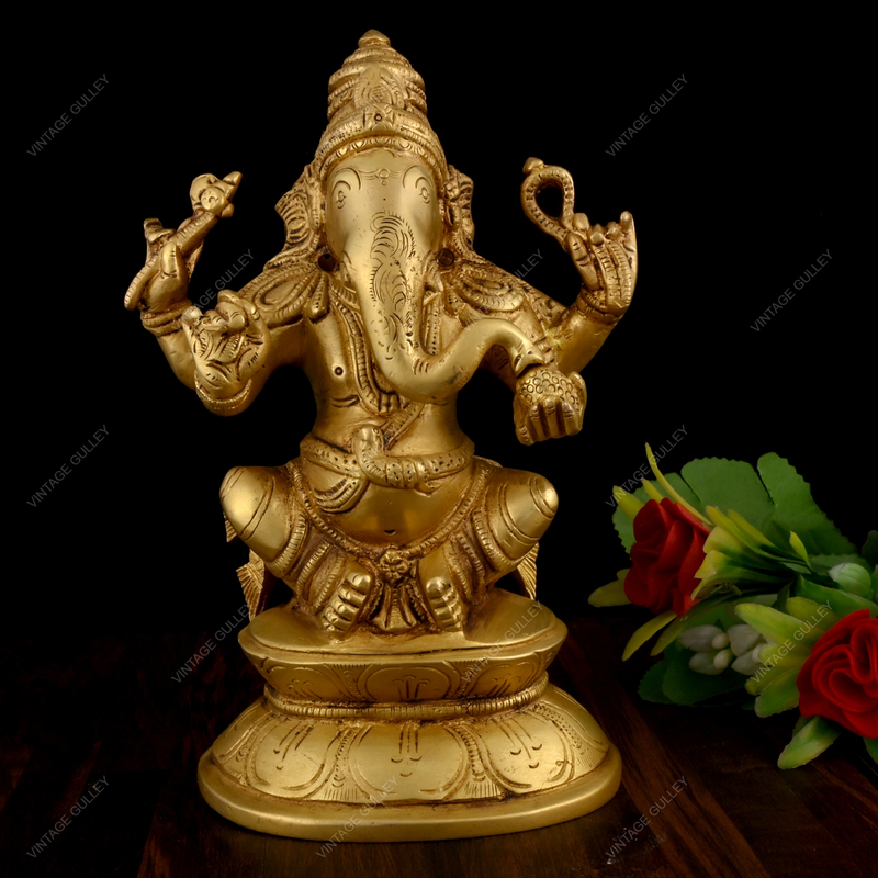 Brass Gol Ganesha Idol