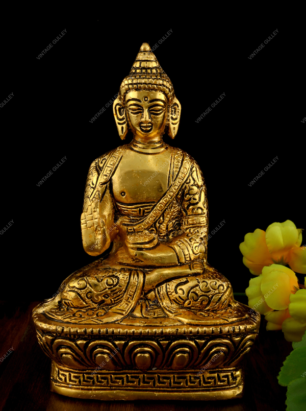 Metal Blessing Pose Buddha Idol