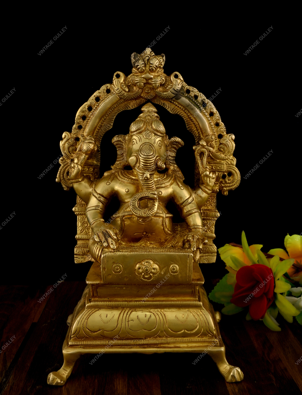 Brass Music Ganesha Idol - Harmonium