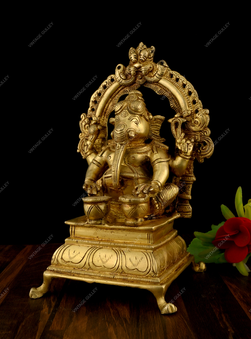 Brass Music Ganesha Idol - Tabla