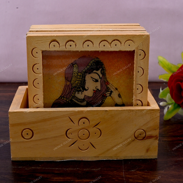 Gemstone Painting Wooden Tea Coasters