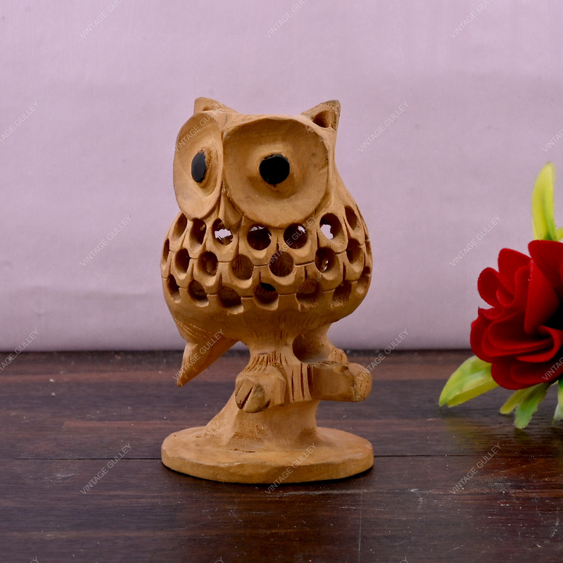 Wooden Owl with Baby Owl - Small