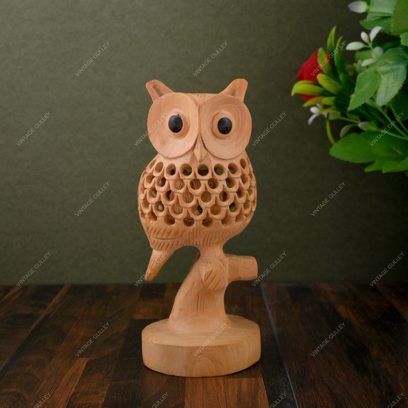 Wooden Owl with Baby Owl