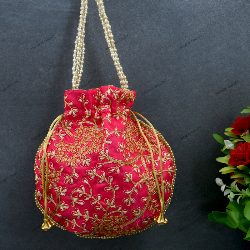 Women's Ethnic Rajasthani Potli Bag - Red
