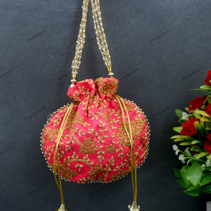 Women's Ethnic Rajasthani Potli Bag - Pink