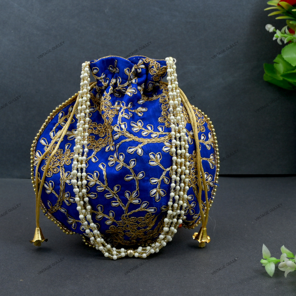 Women's Ethnic Rajasthani Potli Bag - Blue