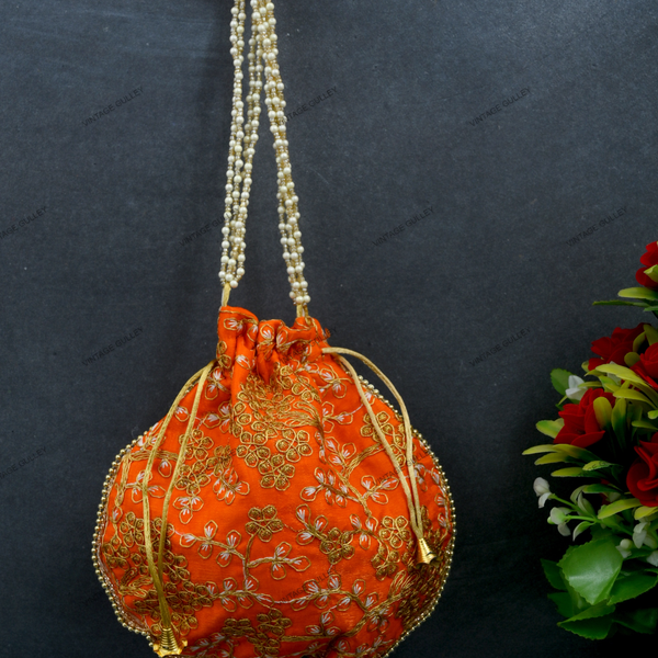 Women's Ethnic Rajasthani Potli Bag - Orange