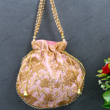 Women's Ethnic Rajasthani Potli Bag - Baby Pink