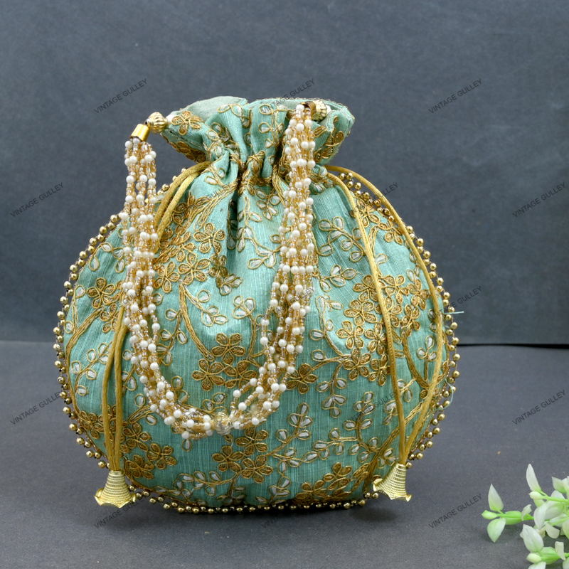 Women's Ethnic Rajasthani Potli Bag - Green