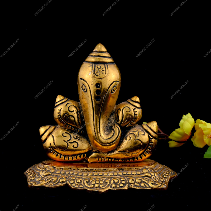 Metal Panch Mukhi Lord Ganesh Idol Statue for Puja