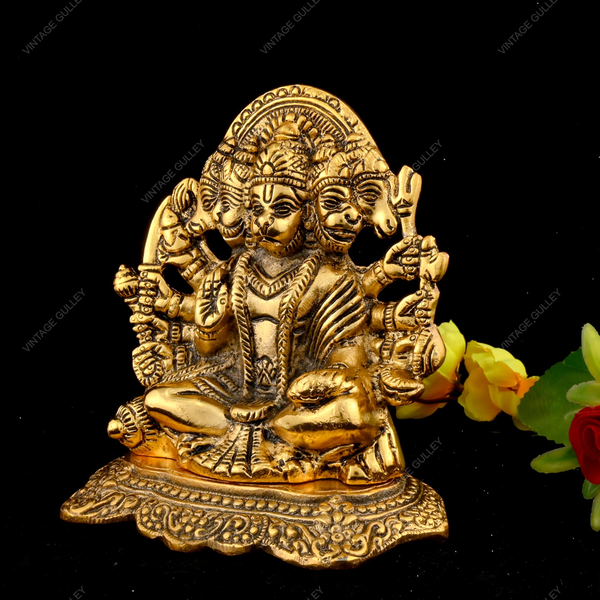Metal Panch Mukhi Hanuman for Puja and Home Decor