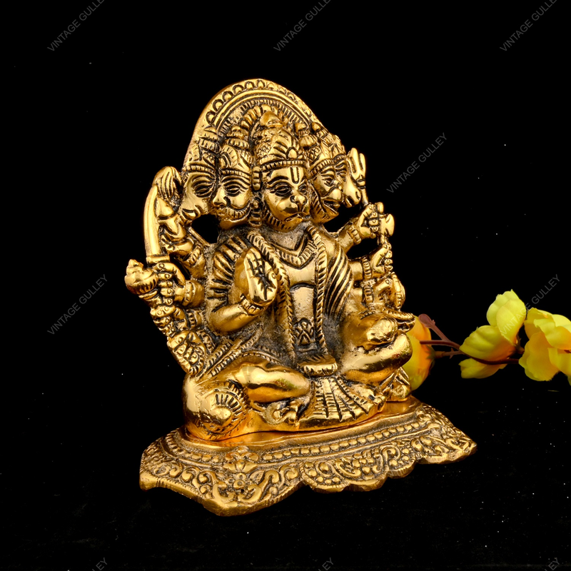 Metal Panch Mukhi Hanuman for Puja and Home Decor