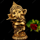 White Metal Golden Bal Ganesha Small