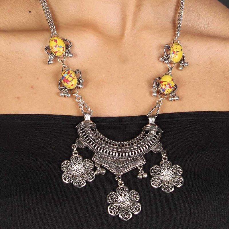 Oxidized Boho Necklace - Yellow - Vintage Gulley