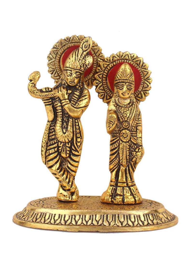 White Metal Golden Oxidized Radha Krishna