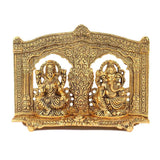 White Metal Golden Oxidized Ganesha Laxmi