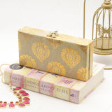 Fabric and Wooden Cash/Shagun Box for Wedding - Grey Paan