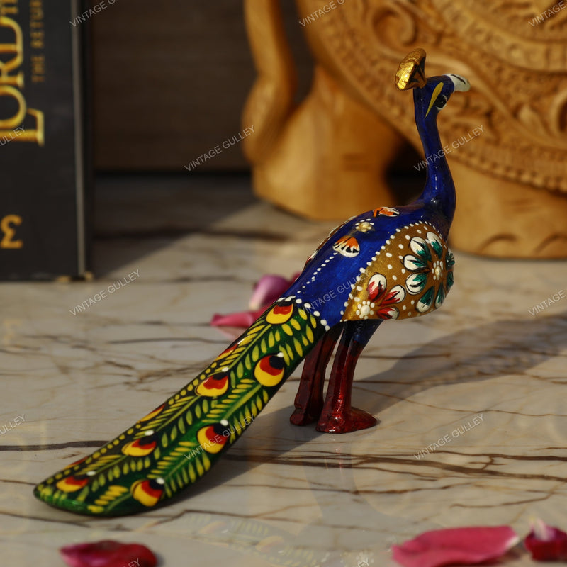 Metal Meenakari Peacock - Medium