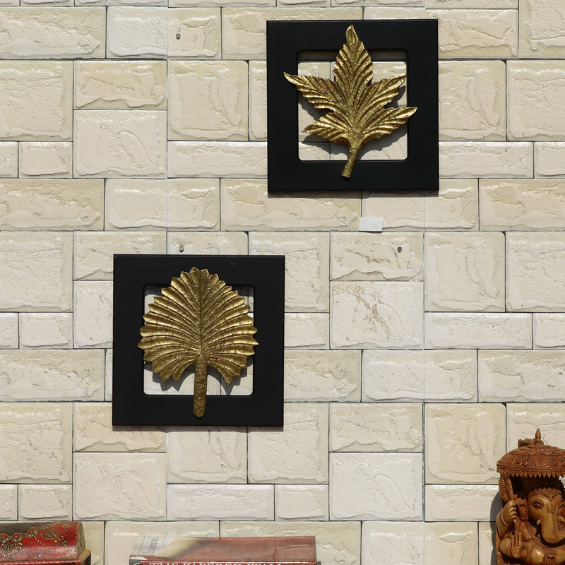 Brass Plated Wall Hanging Leaf Frame - Set of 2 - Vintage Gulley