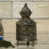 Brass Dhokra Box with Flower Shaped Lid