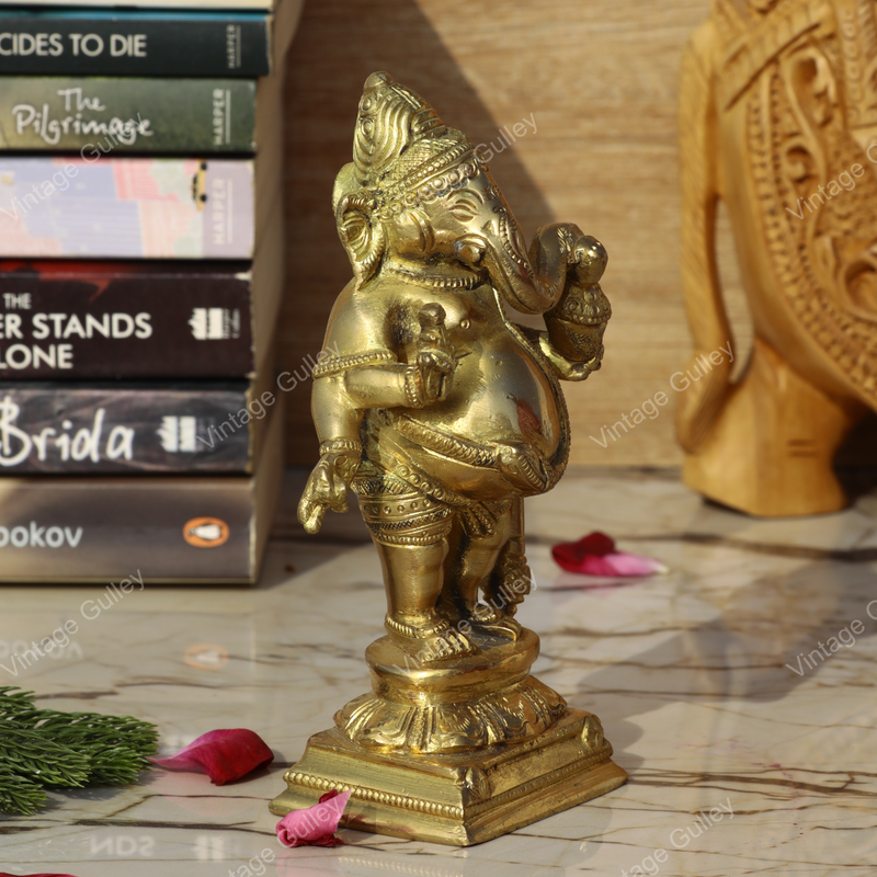 Brass Standing Ganesha Idol