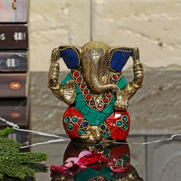 Brass Appu Ganesha Idol Stonework
