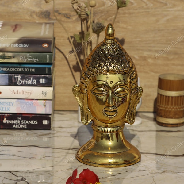 Metal Buddha Head for Puja and Home Decor