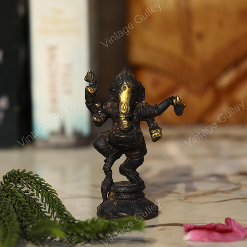 Brass Charbhuja Dancing Ganesha