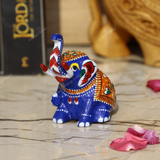 Meenakari Royal Blue Elephant Sitting - 4 Inches