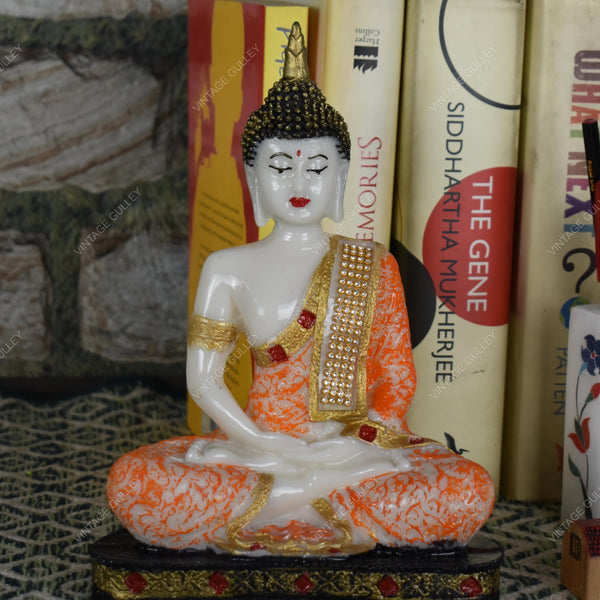 Polyresin Buddha Idol - Orange