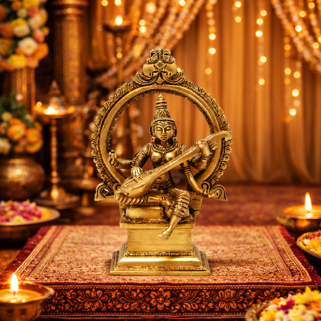 BRASS IDOL SARASWATI SMALL
