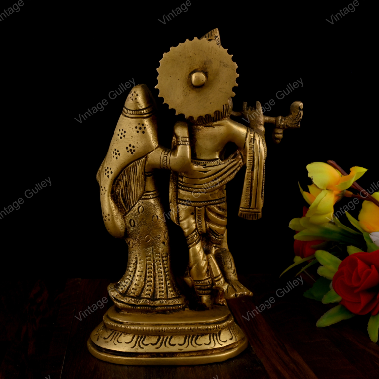 VintageGulley Brass Radha Krishna Statue | Traditional Murti for Home Mandir, Pooja & Gifts - Image 4