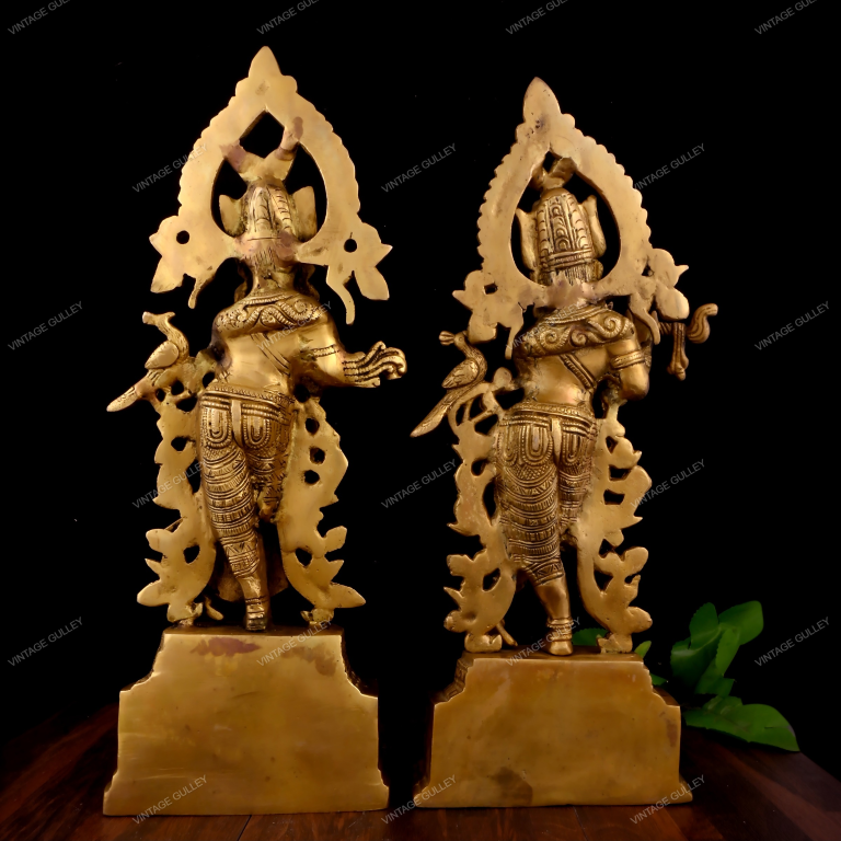 VintageGulley 14-Inch Brass Radha Krishna Statue | Traditional Murti for Home Mandir & Home Decor - Image 5