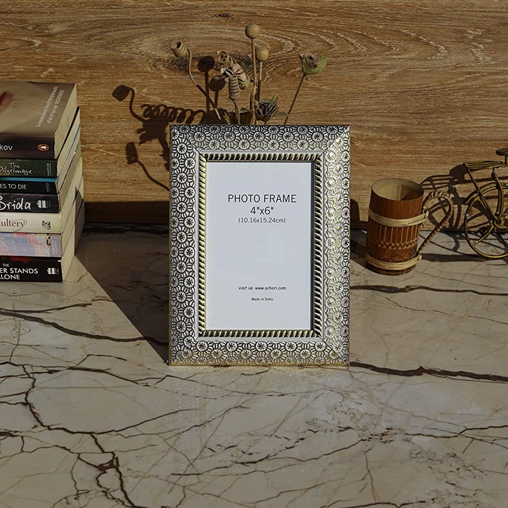 White Minimalist 4x6 Photo Frame with Stand - Portrait Picture Frame for Tabletop & Home Decor