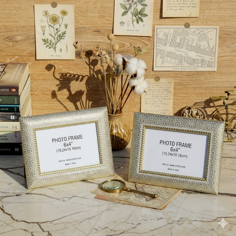 2 x White Minimalist 4x6 Photo Frame with Stand - Landscape Picture Frame for Tabletop & Home Decor