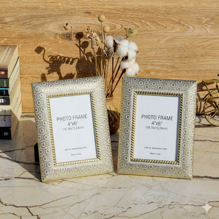 2 x White Minimalist 4×6 Photo Frame with Stand – Portrait Picture Frame for Tabletop & Home Decor