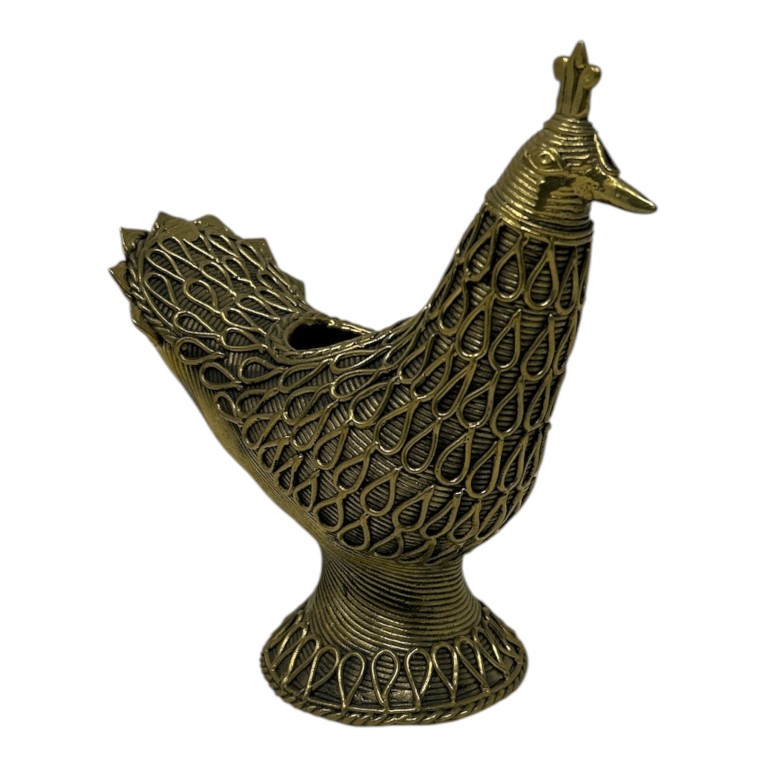 AROOTI Handcrafted Dokra Brass Peacock Candle Stand | Traditional Lost-Wax Cast Metal Antique T-Light Holder | Ethnic Indian Home Decor Figurine for Living Room Festival Diwali Gifting, approx 14.5 cm - Image 2