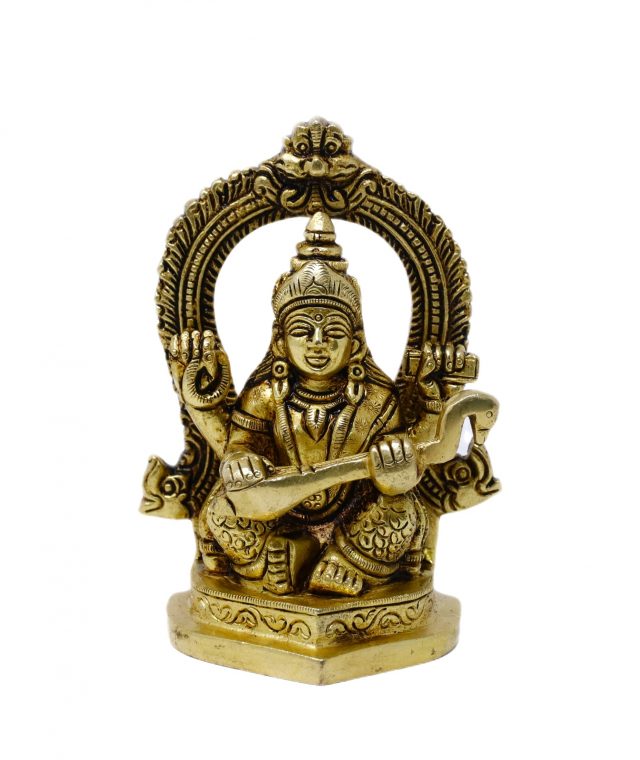 Saraswati Idol with Arch - White Backgound