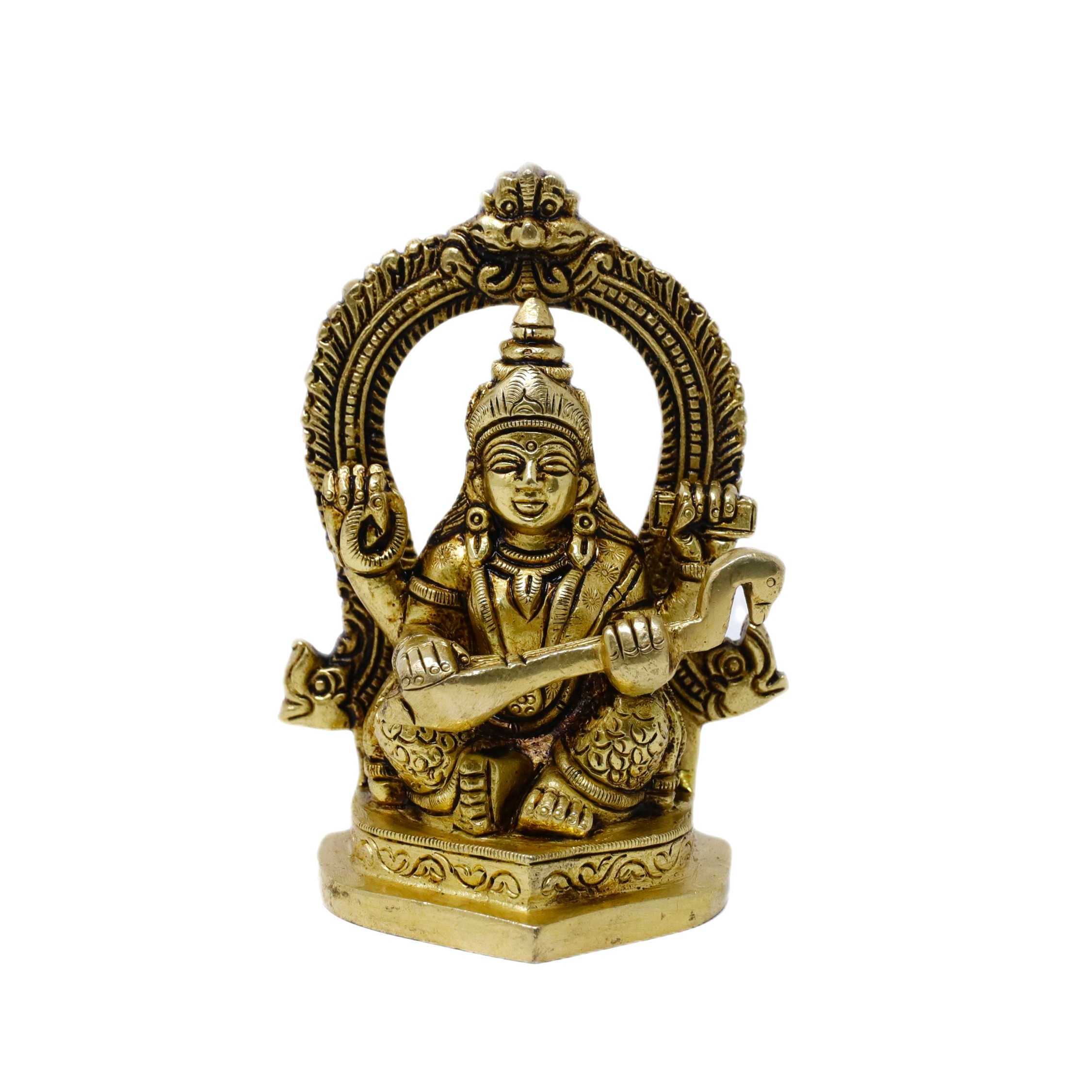 Saraswati Idol with Arch - White Backgound