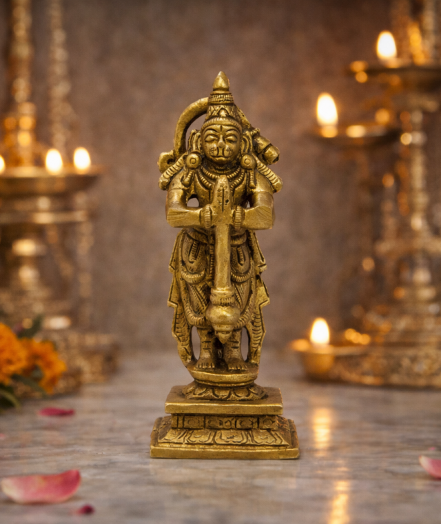 Brass Standing Hanuman Idol - Background View