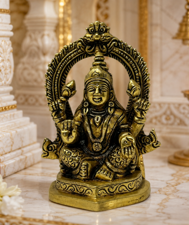 Brass Laxmi Idol with Arch 4 inch