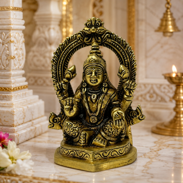 Brass Laxmi Idol with Arch 4 inch