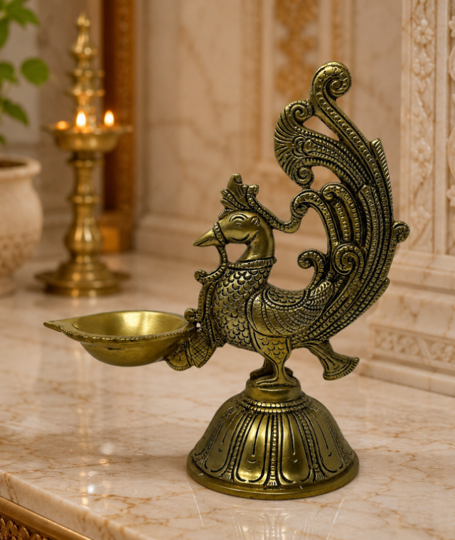 Brass-Peacock-Diya-Big